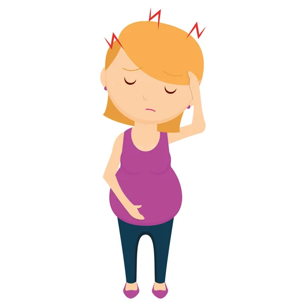 Enfermo mujer embarazada — Vector de stock