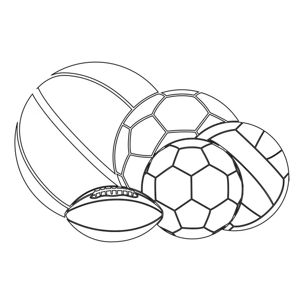 Ensemble de balles de sport — Image vectorielle