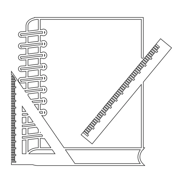Libro isolato con contorno righelli — Vettoriale Stock