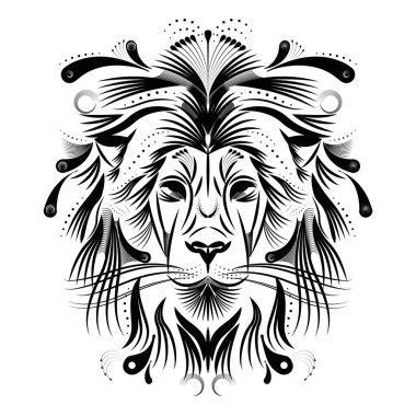 Bir aslan yüz izole anahat