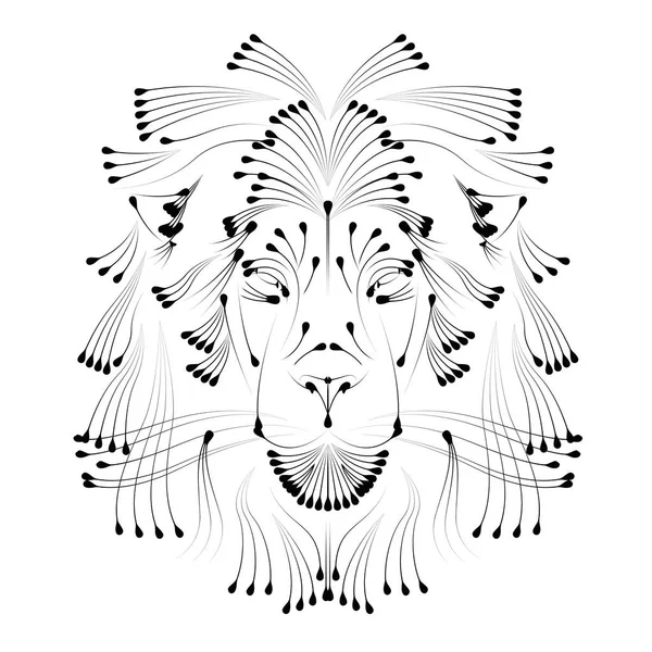 Изолированный контур львиного лица — стоковый вектор