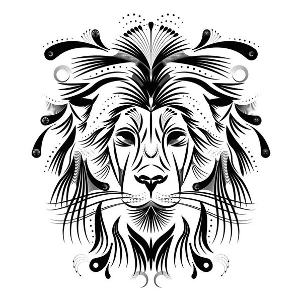 Contour isolé d'un visage de lion — Image vectorielle