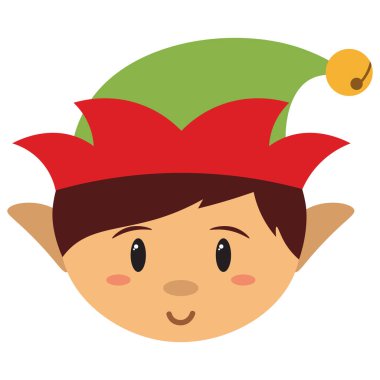 Vektör çizgi film Noel Baba'nın çocuk yardımcı izole