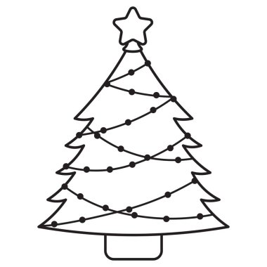 çizgi film sevimli Noel ağaç izole vektör