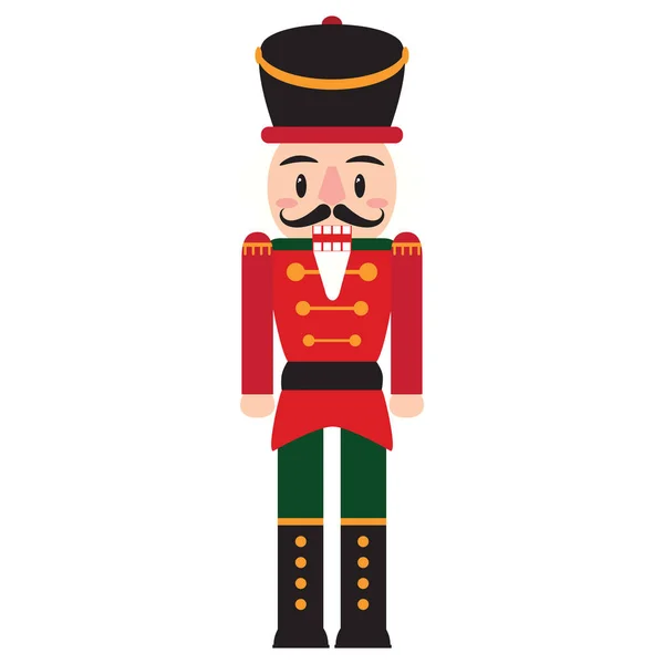 Vector cartoon cute nutcracker isolated — Stock Vector