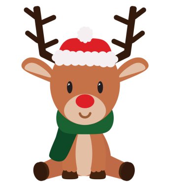 Vektör karikatür şirin Ren geyiği izole