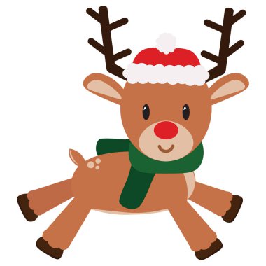 Vektör karikatür şirin Ren geyiği izole