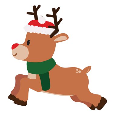 Vektör karikatür şirin Ren geyiği izole