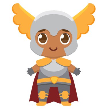 İzole vektör şirin kawaii çocuk süper kahraman renkli