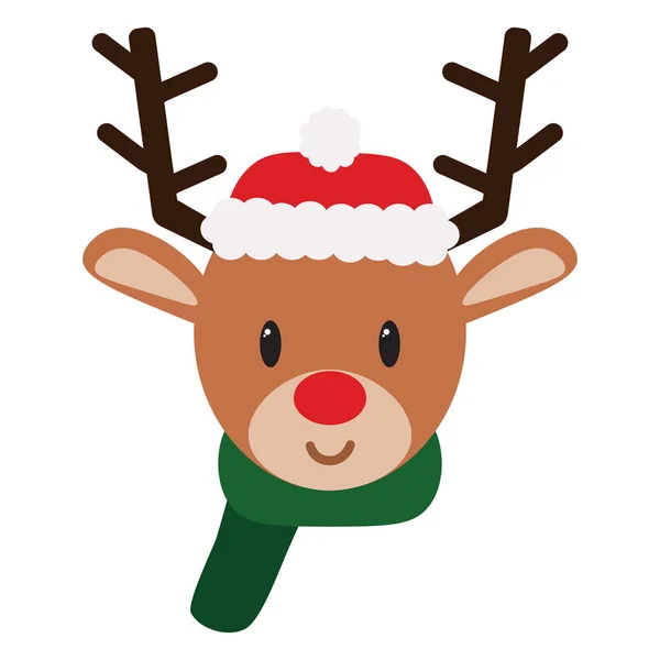 Vector cartoon cute reindeer emoji isolated — Stock Vector