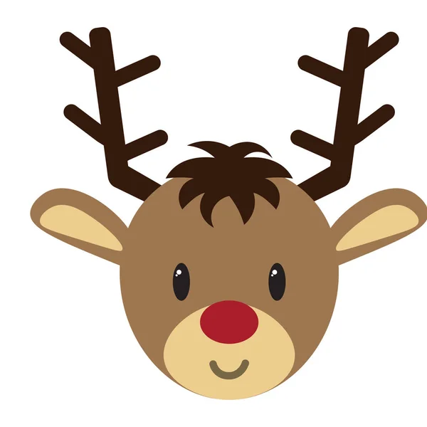 Vettoriale cartone animato carino renna emoji isolato — Vettoriale Stock