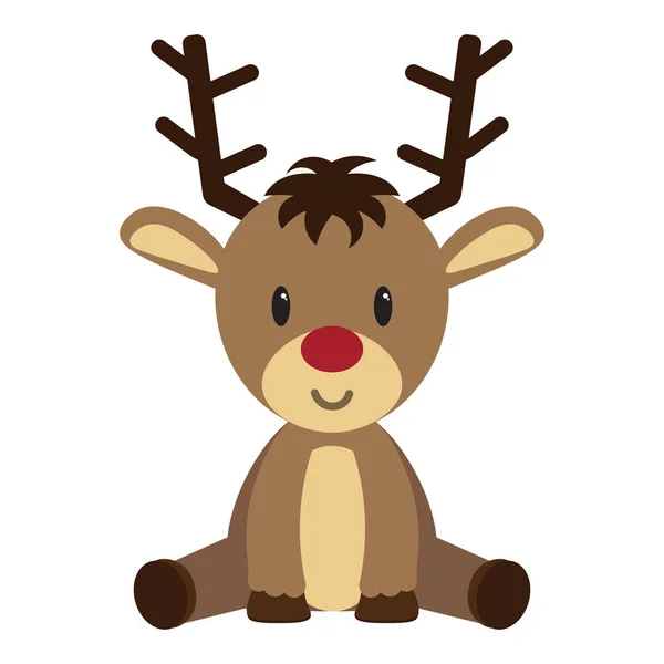 Vector cartoon cute reindeer isolated — Stock Vector