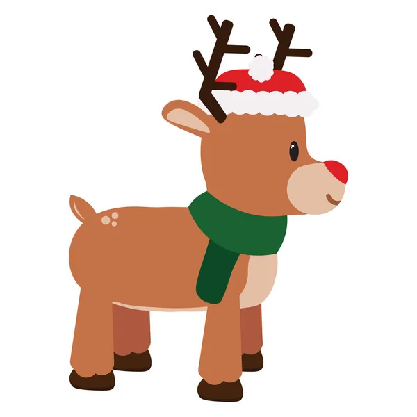 Vector cartoon cute reindeer isolated — Stock Vector