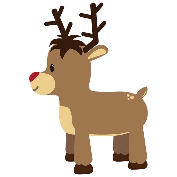 Vector cartoon cute reindeer isolated — Stock Vector