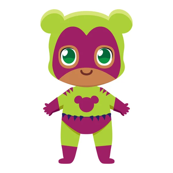 Διάνυσμα χαριτωμένο kawaii παιδί superhero πολύχρωμο απομονωμένες — Διανυσματικό Αρχείο