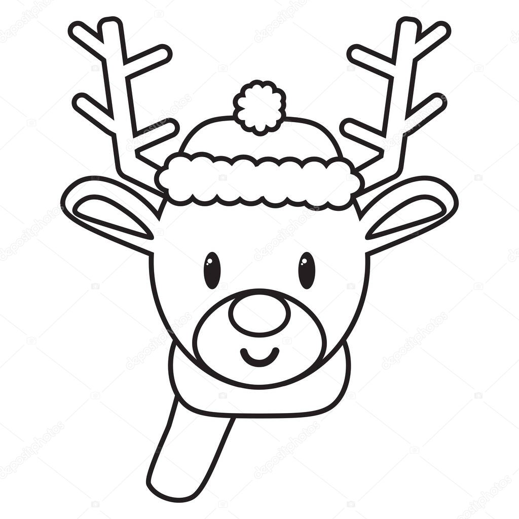 Vector cartoon cute reindeer emoji isolated
