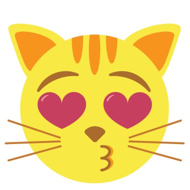 Vektör şirin kawaii kedi emoji izole renkli öpüşme