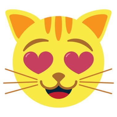 Vektör şirin kawaii kedi emoji izole renkli gülümseyen