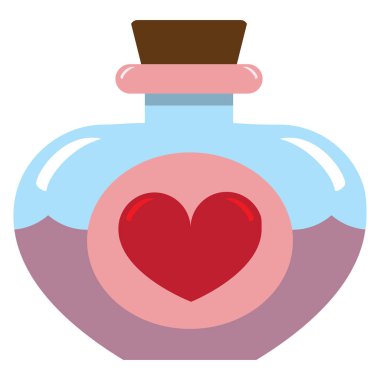 İzole vektör şirin kawaii aşk iksiri renkli