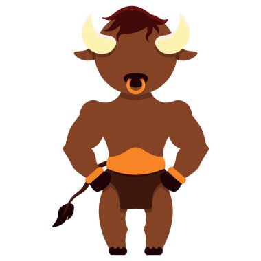 Şirin minotor renkli izole vektör