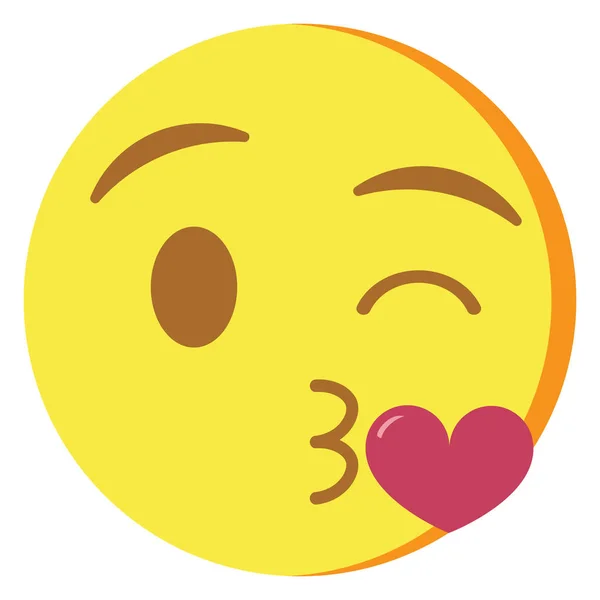 Vector Aranyos kawaii emoji fúj egy csókot színes elszigetelt — Stock Vector