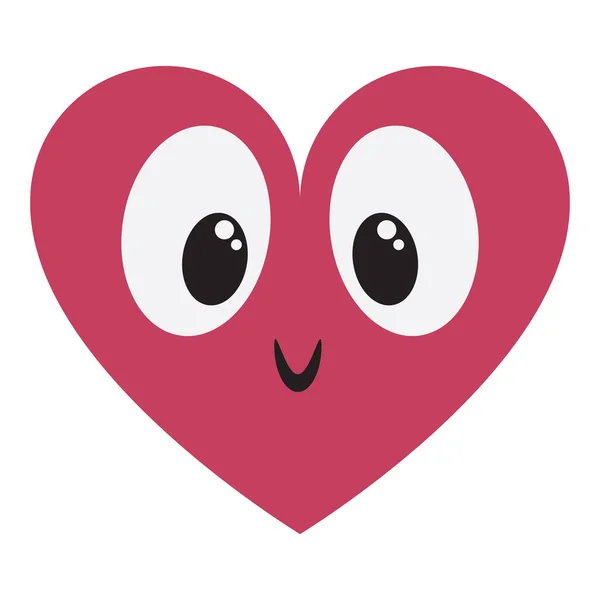 Vecteur mignon kawaii coeur avec des yeuxcoloré isolé — Image vectorielle