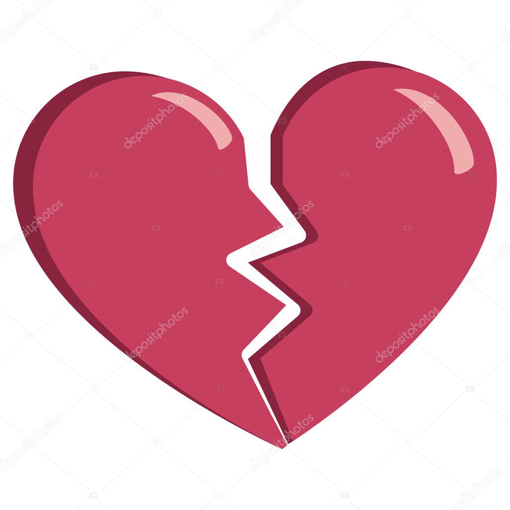 Vector cute kawaii broken heart colorful isolated