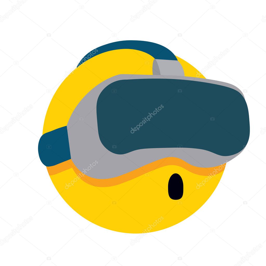 Vector cute emoji vr glasses colorful isolated