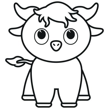 Çizgi film boğası beyaz arka planda izole edildi