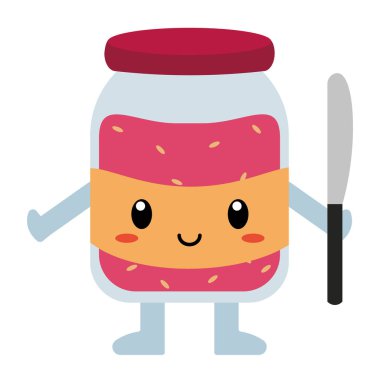Cute cartoon jam bottle isolated