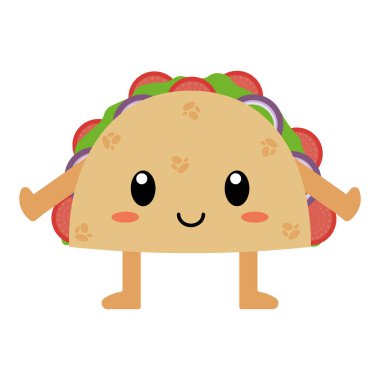Cute cartoon taco isolated