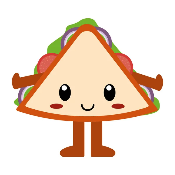 Cute cartoon sandwich isolated — Stock Vector