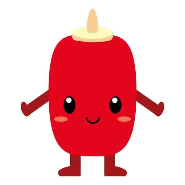 Mignon ketchup dessin animé isolé — Image vectorielle