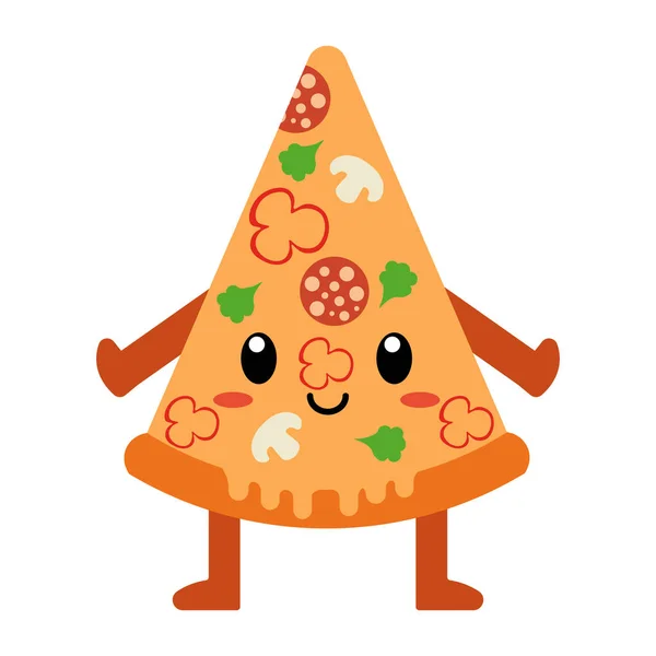 Leuke cartoon plak pizza geïsoleerd — Stockvector