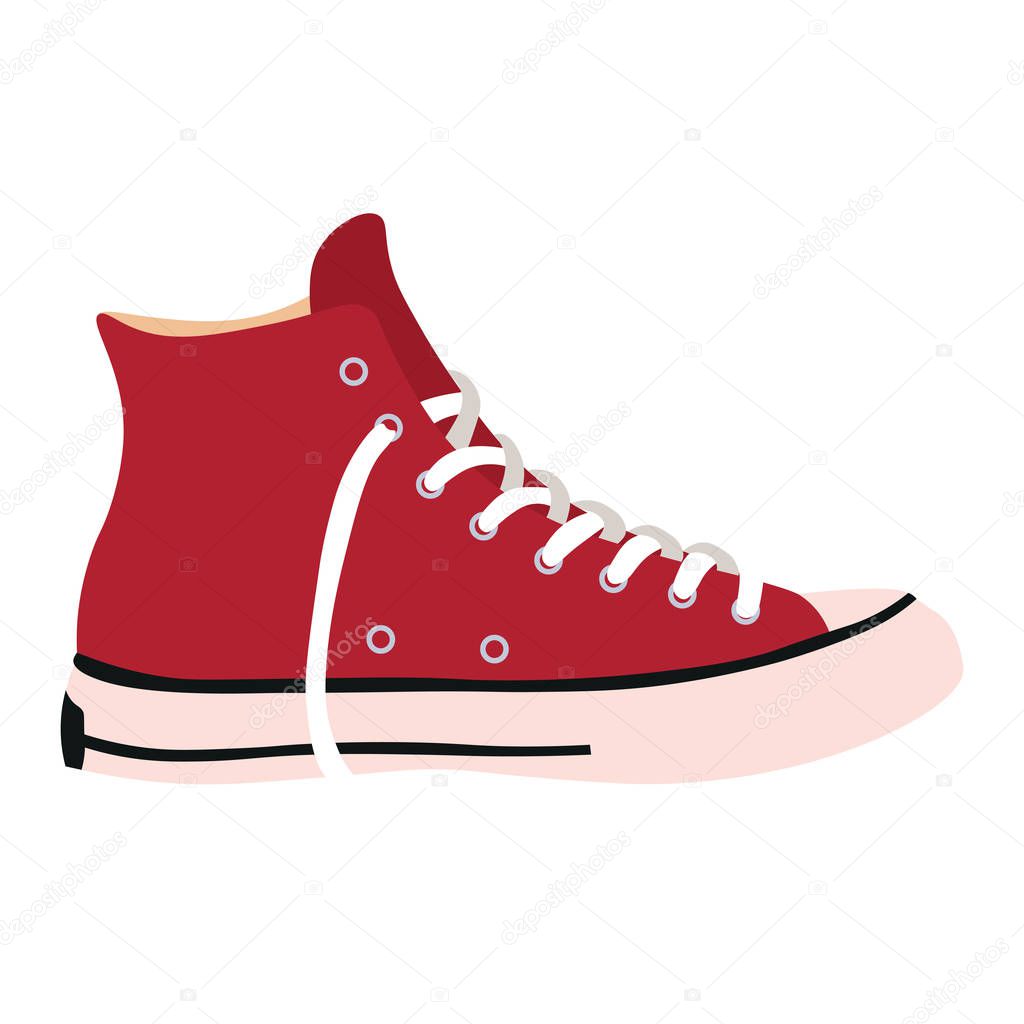 Cartoon Vintage Sneakers Isolated On White Background