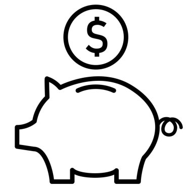 Cartoon Pig Dollar Icon Isolated On White Background
