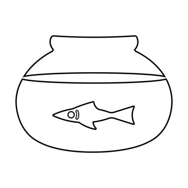Cartoon Fish Tank Icon Isolated On White Background