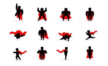 set superhero vector male character action poses