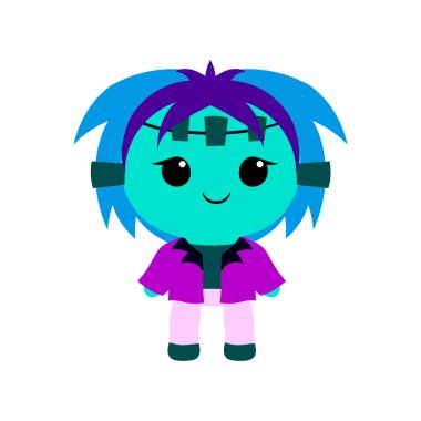 Halloween kawaii emoji children costume vector set