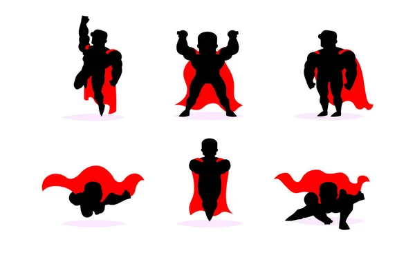 Set superhero vector male character action poses — Stock Vector