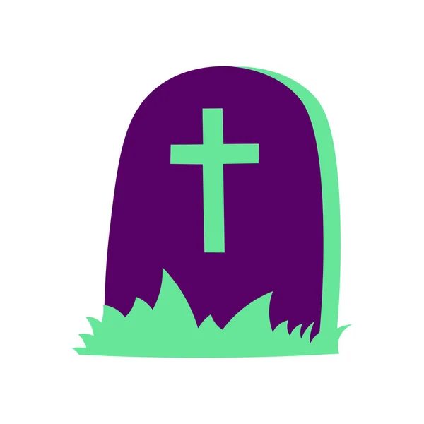 Halloween pop culture terror tombstone icon single — Stok Vektör