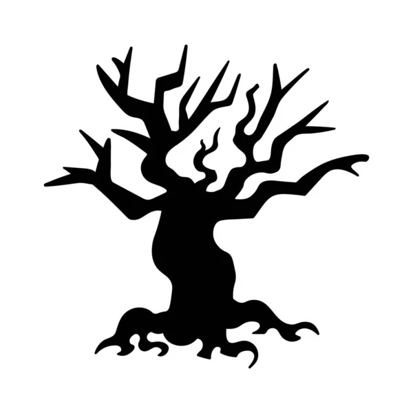 Icono de árbol blanco y negro de dibujos animados aislado — Vector de stock