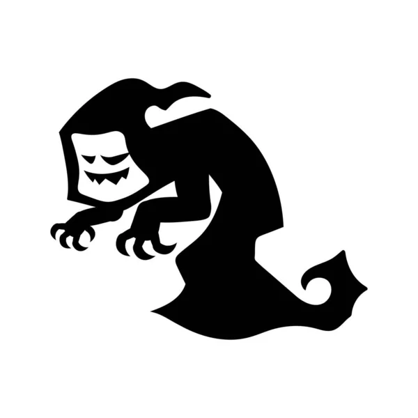 Ícone Ghoul preto e branco dos desenhos animados isolado —  Vetores de Stock
