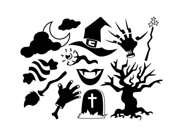 Halloween cultura pop terror vector iconos conjunto — Archivo Imágenes Vectoriales