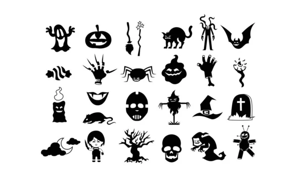 Halloween cultura pop terrore vettoriale icone impostato — Vettoriale Stock