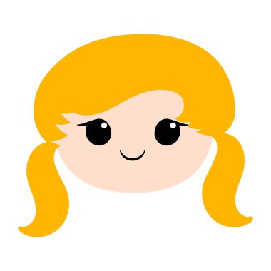 White female child cute kawaii emoji face