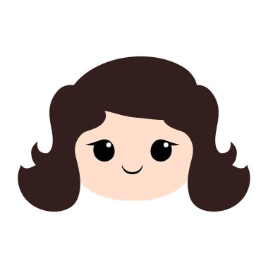 White female child cute kawaii emoji face