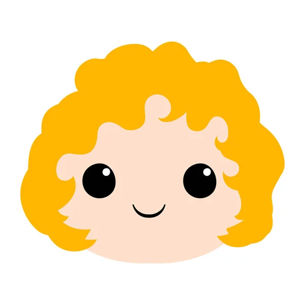 Branco masculino criança bonito kawaii emoji rosto — Vetor de Stock