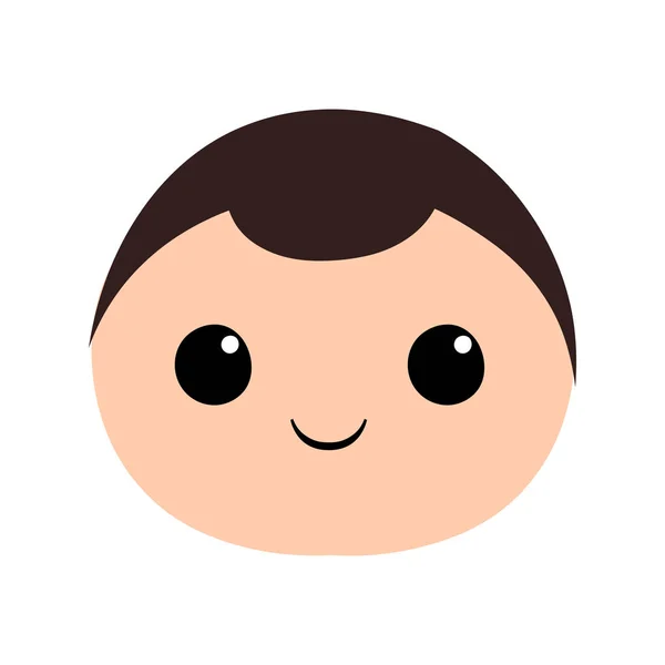 Wit mannelijk kind schattig kawaii emoji gezicht — Stockvector