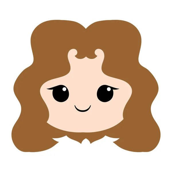 Branco feminino criança bonito kawaii emoji rosto — Vetor de Stock